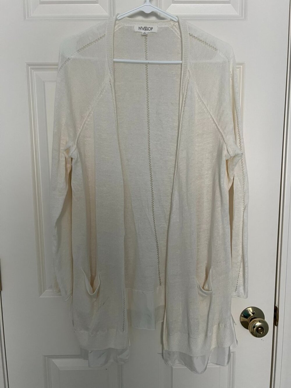 Long cream colored cardigan